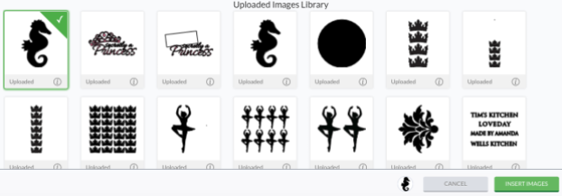 Select the seahorse icon to insert onto canvas